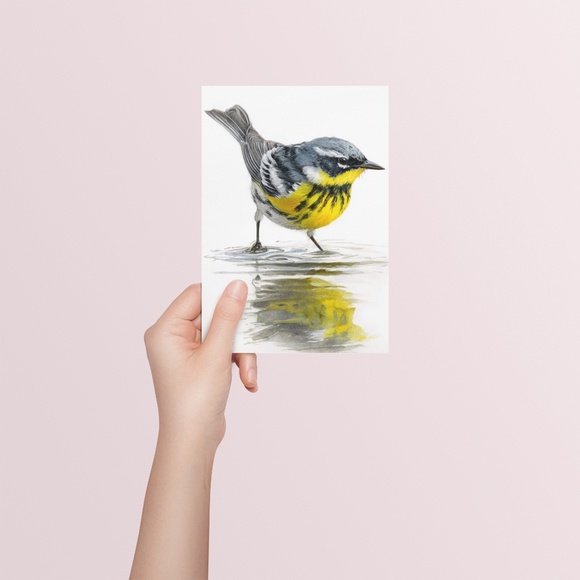 Watercolor Magnolia Warbler Bird Portrait Wall Art Print Poster , Unframed - Picture 5 of 7